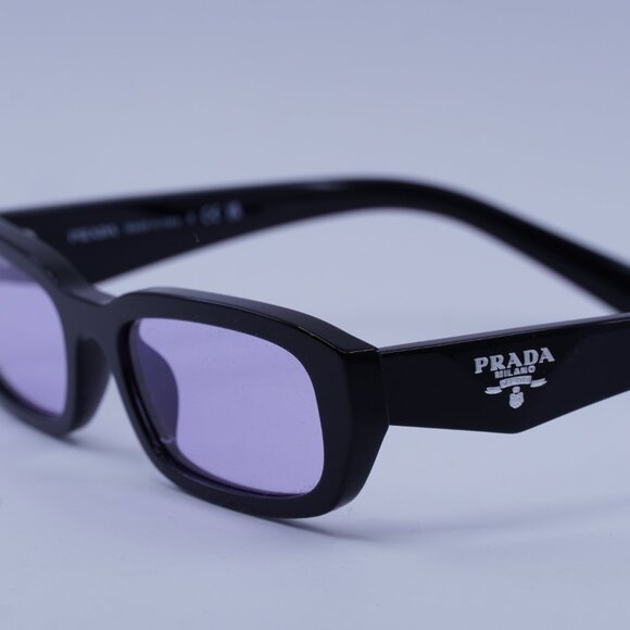 Prada PRB06S 16K40J Sunglasses Black Rectangle Frame, Violet Lenses - Picture 9 of 11